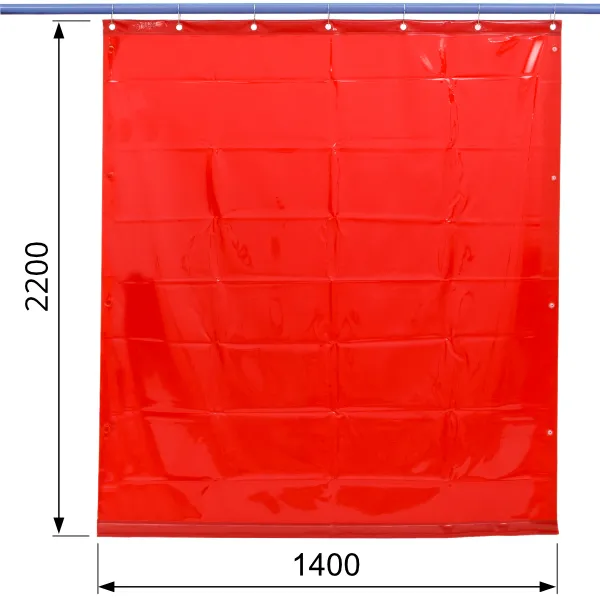 Zasłona spawalnicza 140x220 cm, chroniąca przed UV i IR, z przepuszczalnością światła 4,5% do monitorowania obszaru roboczego.